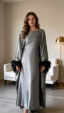 Luxury Satin Kaftan Dress – Grey