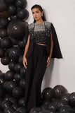 Noir Pearl Embellished 3-Piece Cape Ensemble