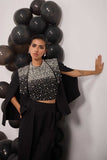 Noir Pearl Embellished 3-Piece Cape Ensemble