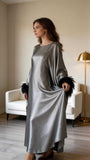 Luxury Satin Kaftan Dress – Grey