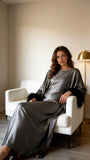 Luxury Satin Kaftan Dress – Grey