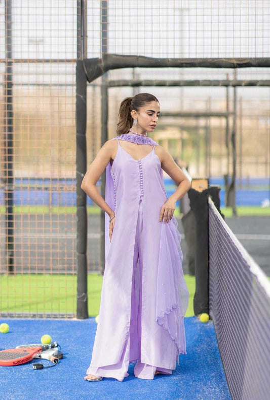 Lavender Embellished Flowing Dress
