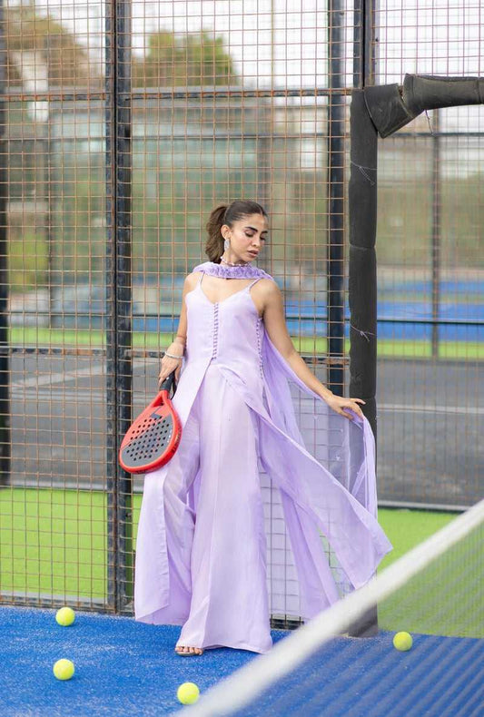 Lavender Embellished Flowing Dress