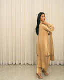 Elegant Beige Embroidered 3-Piece Suit