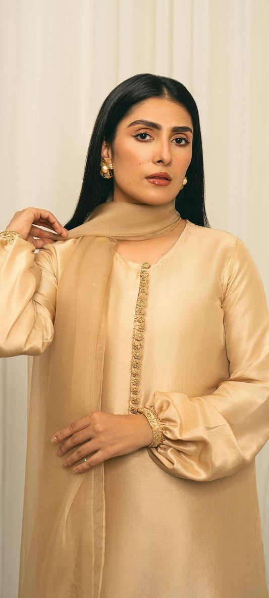Elegant Beige Embroidered 3-Piece Suit
