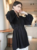 Noir Tie-Waist Tunic  Make a sophisticated state