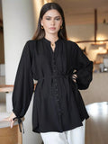 Noir Tie-Waist Tunic  Make a sophisticated state