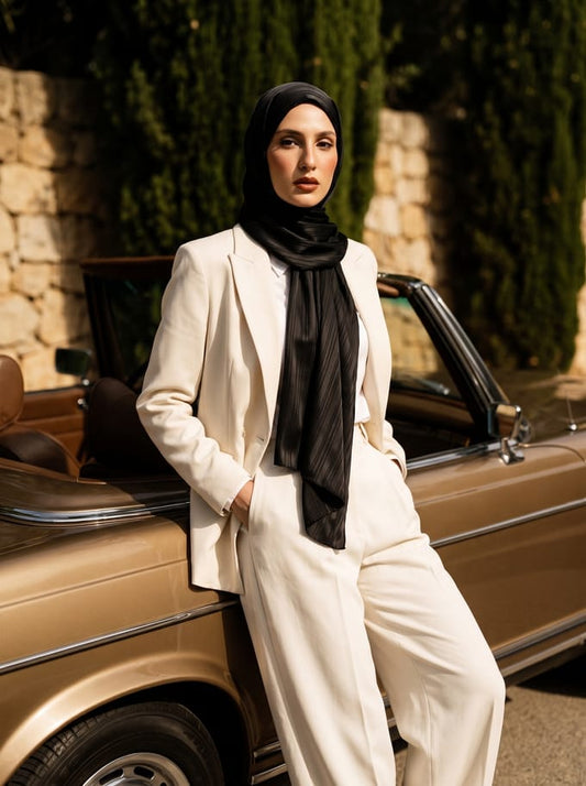 Solène Silk Hijab - Black
