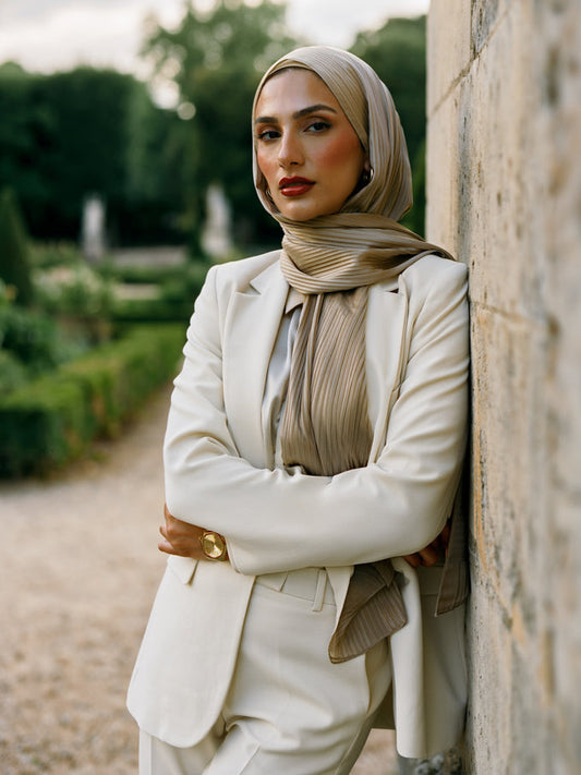 Solène Silk Hijab - Champagne