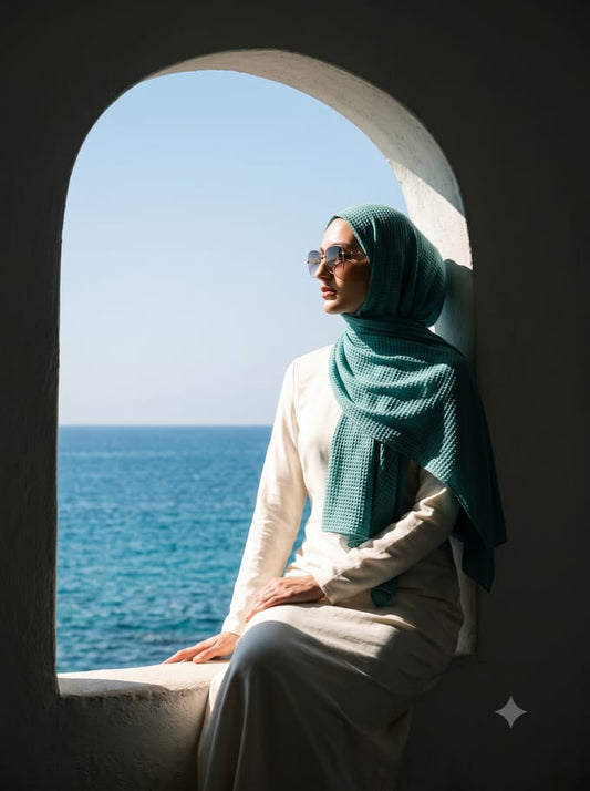 Marble Cotton Hijabs - Turquoise