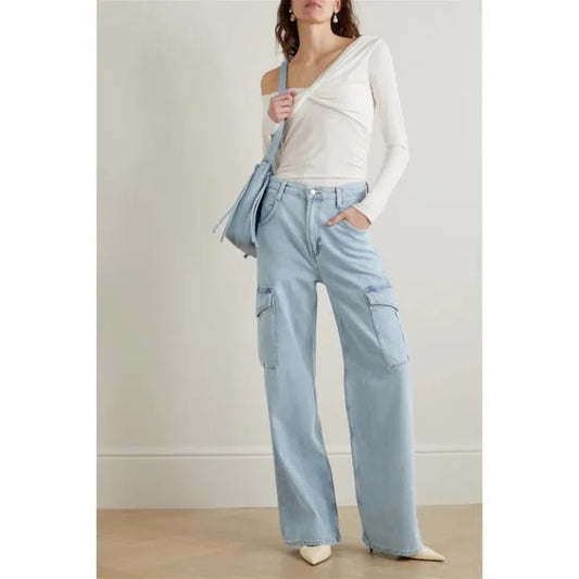 FRAME Le Slouch High-Rise Cargo Straight-Leg Jeans