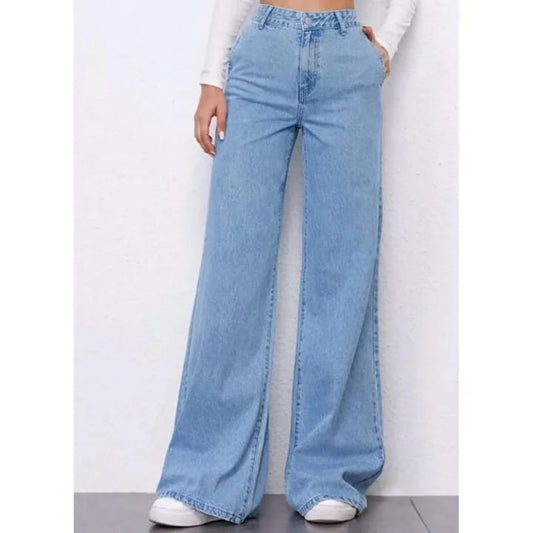 High-Rise Retro Wide-Leg Blue Jeans