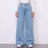 High-Rise Retro Wide-Leg Blue Jeans