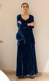 Women’s Deep Maroon Velvet Long Tunic & Wide-Leg Palazzo Set