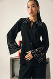 Black Embellished Cutout Tunic & Trouser Set