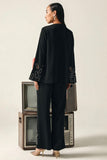 Black Embellished Cutout Tunic & Trouser Set