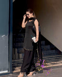 Midnight Noir Sleeveless Patiala Suit Set
