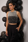 Noir Pearl Embellished 3-Piece Cape Ensemble