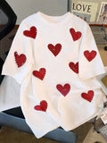 Scarlet Hearts Sequined White Top