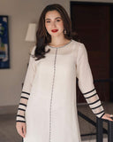 Ivory Elegance Pearl-Embellished Long Maxi Set