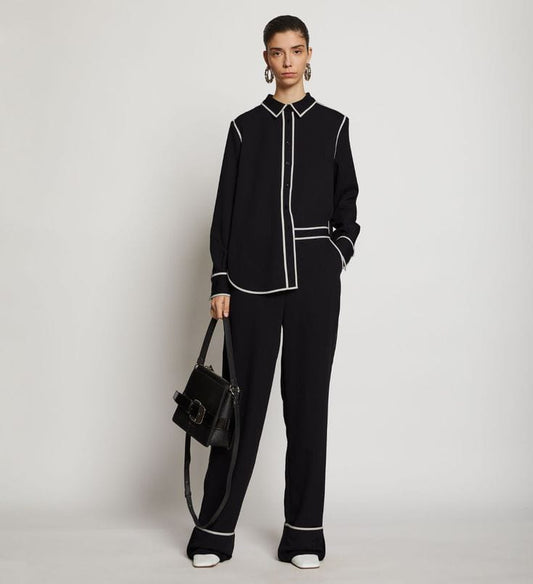 Minimalist Piping Button-Down & Trouser Set