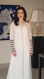 Ivory Elegance Pearl-Embellished Long Maxi Set