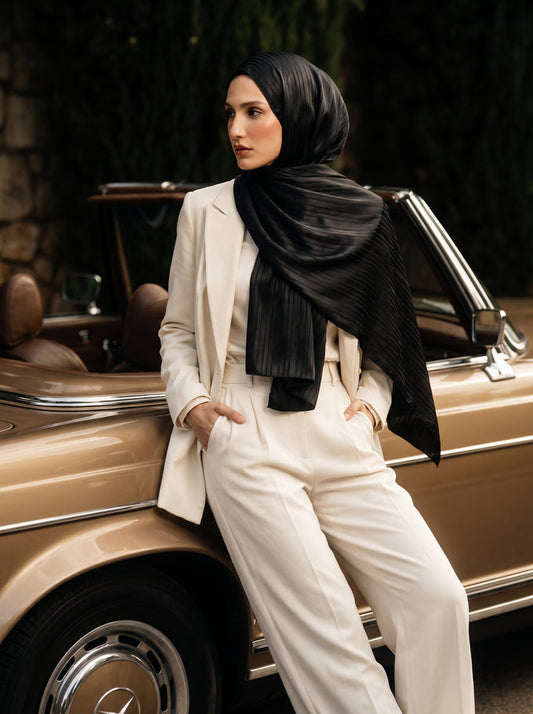 Solène Silk Hijab - Black