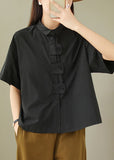 Women's Casual Oversized Short-Sleeve Flap Shirt