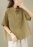 Women's Casual Oversized Short-Sleeve Flap Shirt