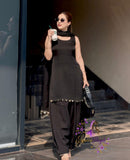 Midnight Noir Sleeveless Patiala Suit Set